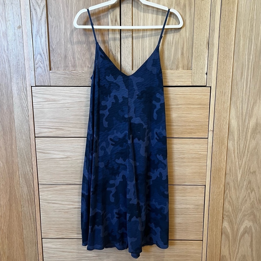 ATM Anthony Thomas Melilo Camo Tank Dress Blue Size XS Coastal Minimalist